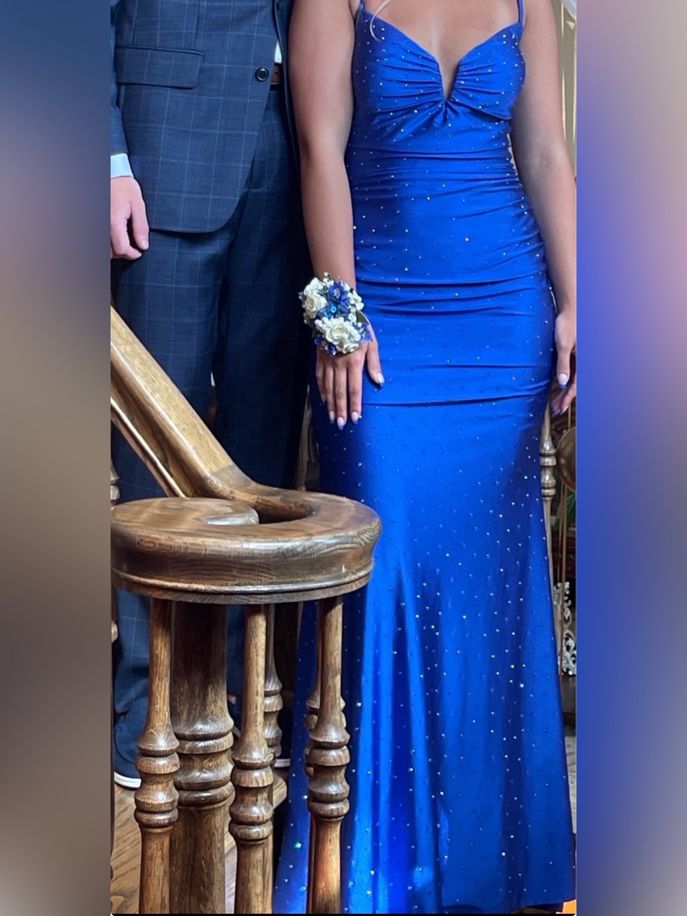 Royal Blue Rhinestone Prom Dress Size 8